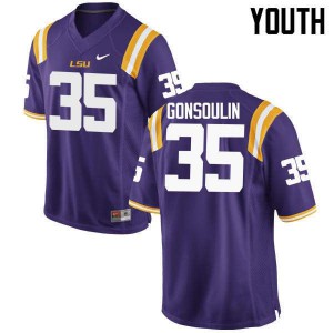 Youth LSU Tigers #35 Jack Gonsoulin Purple High School Jerseys 744543-732
