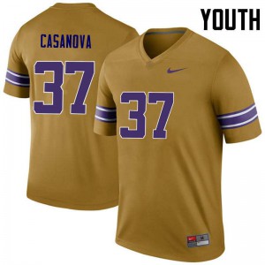 Youth Louisiana State Tigers #37 Tommy Casanova Gold Legend Stitched Jerseys 856316-496