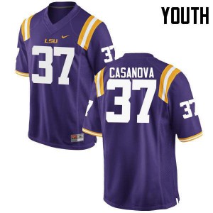 Youth Tigers #37 Tommy Casanova Purple Embroidery Jersey 364837-860