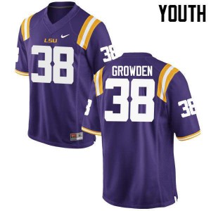 Youth Tigers #38 Josh Growden Purple Stitched Jersey 701720-321