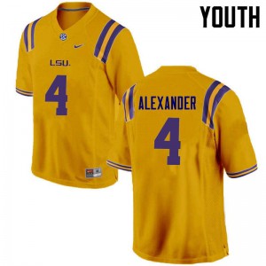 Youth LSU Tigers #4 Charles Alexander Gold Embroidery Jerseys 507816-201