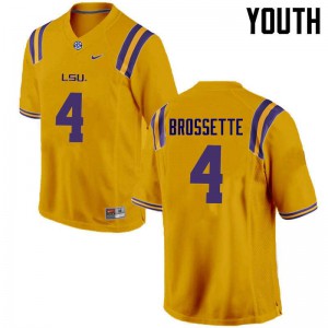 Youth Louisiana State Tigers #4 Nick Brossette Gold NCAA Jersey 471361-488