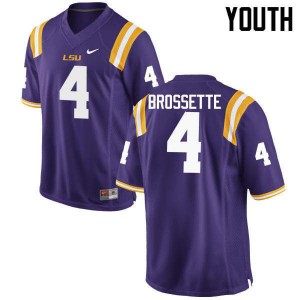 Youth LSU #4 Nick Brossette Purple Stitched Jerseys 583054-114
