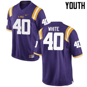 Youth LSU Tigers #40 Devin White Purple Stitch Jerseys 265468-861