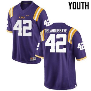 Youth LSU #42 Colby Delahoussaye Purple Stitch Jersey 567335-283