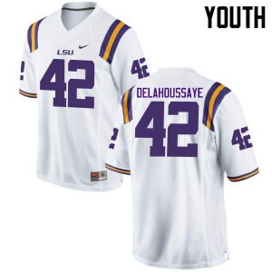 Youth LSU Tigers #42 Colby Delahoussaye White Stitched Jersey 759696-520