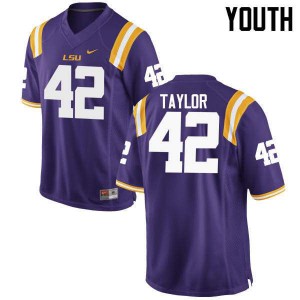 Youth LSU Tigers #42 Jim Taylor Purple Football Jersey 619210-163