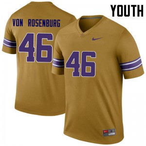 Youth LSU #46 Zach Von Rosenberg Gold Legend Football Jerseys 722239-737