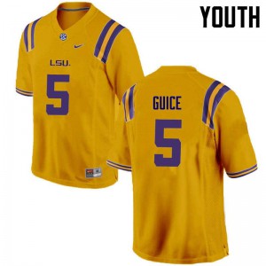 Youth Tigers #5 Derrius Guice Gold Player Jerseys 796827-619