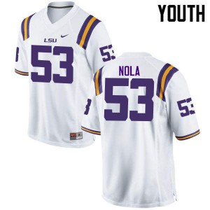 Youth Louisiana State Tigers #53 Ben Nola White Official Jerseys 369101-571