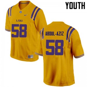 Youth Tigers #58 Jibrail Abdul-Aziz Gold Embroidery Jersey 725236-640