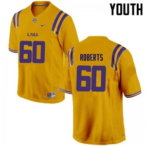 Youth LSU #60 Marcus Roberts Gold Stitched Jerseys 895818-699