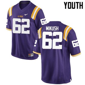 Youth LSU #62 Justin Mikush Purple Official Jersey 573040-233