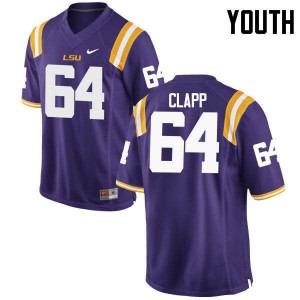 Youth LSU Tigers #64 William Clapp Purple Stitch Jersey 875445-561
