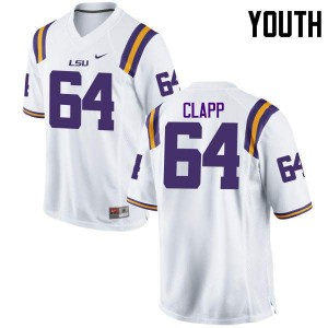 Youth Louisiana State Tigers #64 William Clapp White Official Jersey 167007-991