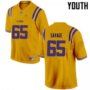 Youth LSU #65 Jakori Savage Gold Stitched Jersey 916371-208