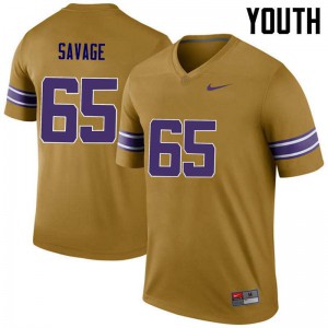 Youth LSU #65 Jakori Savage Gold Legend NCAA Jersey 910800-603
