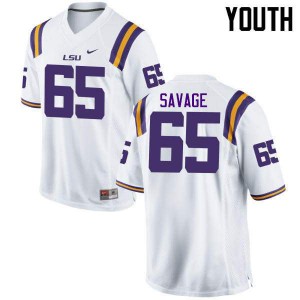 Youth Louisiana State Tigers #65 Jakori Savage White Official Jersey 648549-168