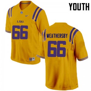Youth LSU #66 Toby Weathersby Gold High School Jersey 865777-241