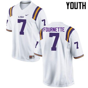 Youth LSU #7 Leonard Fournette White Football Jersey 772127-256