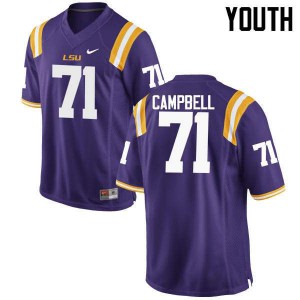 Youth LSU #71 Donavaughn Campbell Purple NCAA Jersey 904677-284