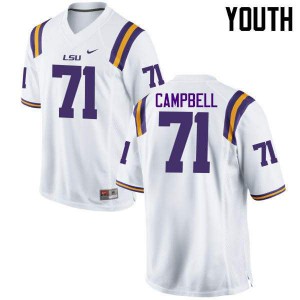 Youth LSU #71 Donavaughn Campbell White NCAA Jersey 806593-504
