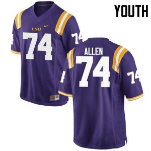 Youth LSU #74 Willie Allen Purple Stitch Jerseys 721455-496