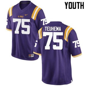 Youth Louisiana State Tigers #75 Maea Teuhema Purple Alumni Jerseys 744470-546