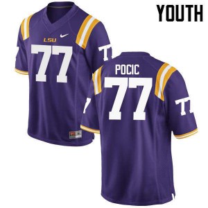 Youth Tigers #77 Ethan Pocic Purple NCAA Jerseys 626969-699