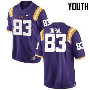 Youth Louisiana State Tigers #83 Travin Dural Purple Stitch Jerseys 711979-452