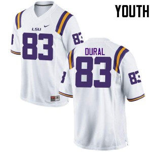 Youth LSU #83 Travin Dural White Football Jersey 671715-617