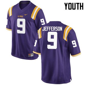 Youth LSU #9 Rickey Jefferson Purple Embroidery Jersey 968976-243