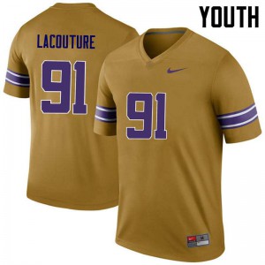 Youth LSU Tigers #91 Christian LaCouture Gold Legend College Jersey 511597-892