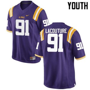 Youth Louisiana State Tigers #91 Christian LaCouture Purple Official Jersey 355187-641