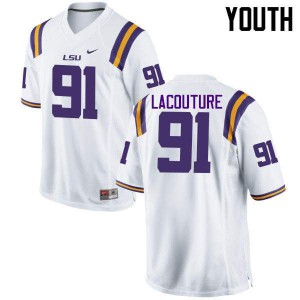 Youth Louisiana State Tigers #91 Christian LaCouture White Stitched Jerseys 317585-821