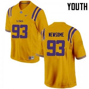 Youth LSU #93 Seth Newsome Gold Official Jersey 139635-668