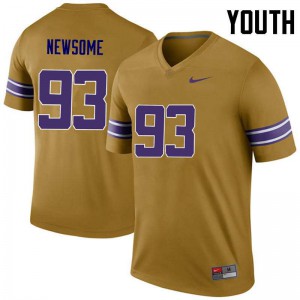 Youth LSU Tigers #93 Seth Newsome Gold Legend High School Jersey 694238-553