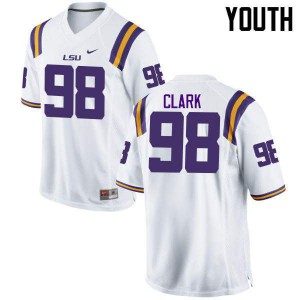Youth LSU #98 Deondre Clark White Stitched Jersey 476728-360